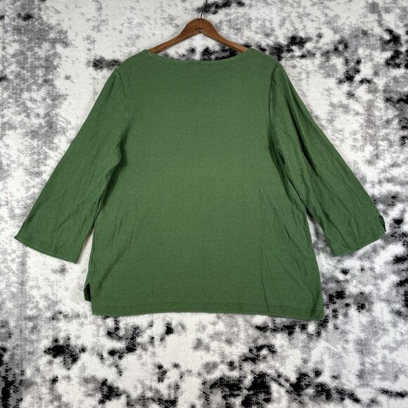 J Jill Top Womens Size‎ Large Tall Green Linen Cotton Comfort Soft Lightweight - Picture 2 of 11